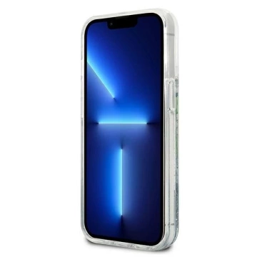 Guess GUHCP13XLFLSN iPhone 13 Pro Max 6,7" zielony/grün Hardcase Flower Liquid Glitter