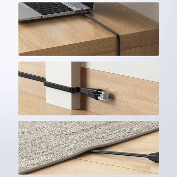 Płaski kabel sieciowy UGREEN LAN Ethernet Cat. 6 0,5m czarny (NW102)