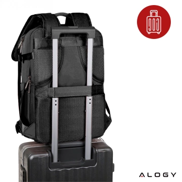 Plecak na laptopa męski damski podróżny na walizkę bagaż do samolotu pracy szkoły 45x30x20cm Alogy Unisex Czarny