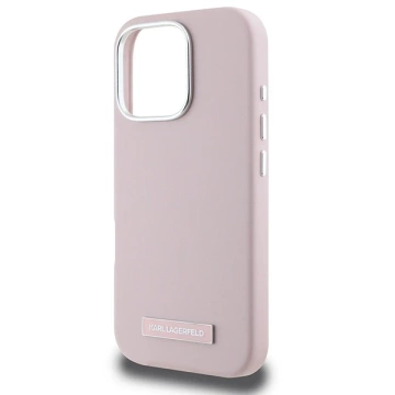 Etui Karl Lagerfeld do iPhone 16 Pro 6.3" Różowy MagSafe Hardcase FW Metal Plate 