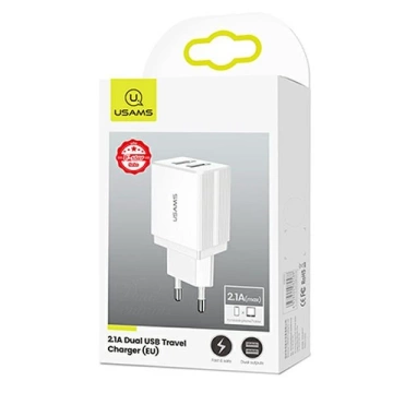 USAMS Ładowarka sieciowa 2xUSB T24 2,1A biały /white (only head) CC90TC01 (US-CC090)
