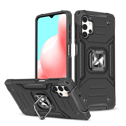 Wozinsky Ring Armor Toughened Hybrid Case Magnetic Cover Holder Samsung Galaxy A13 5G Schwarz