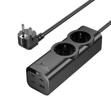 Przedłużacz ładowarka Hoco NS10 2 m 67W 2x230V + USB-C 3x + USB-A Czarny