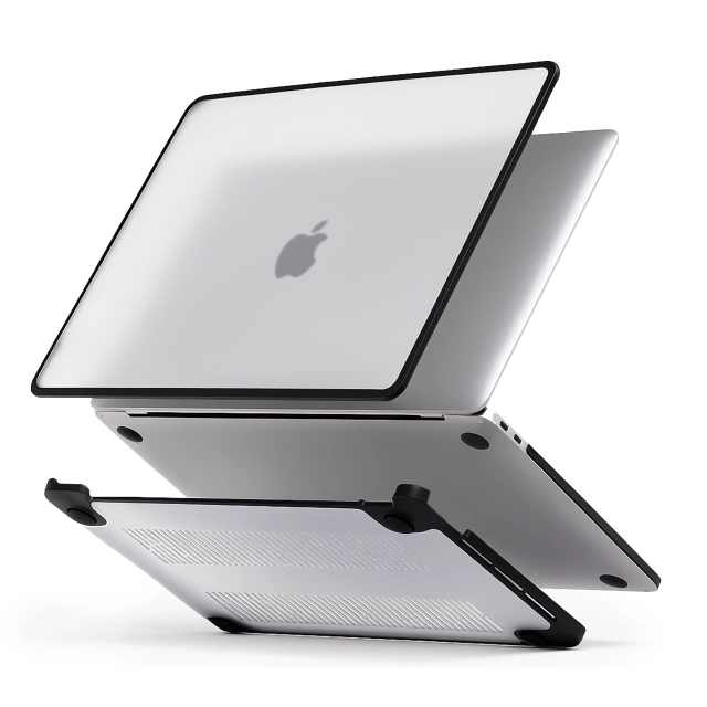 Etui ochronne do Apple Macbook Air 13 13.3" - 2018-2020 (M1 A2337/A2179/A1932) Alogy MatteGuard™ obudowa Matowa Przezroczysta Biel z czarną ramką