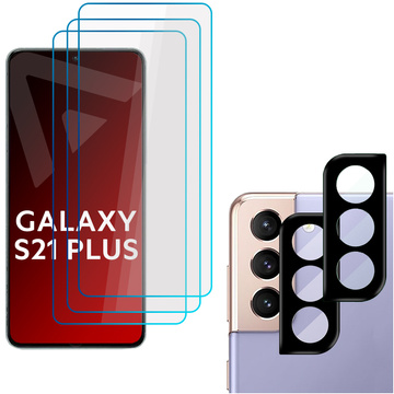 Alogy Glass Pack 3x Gehärtetes Glas für den Bildschirm 9h 2x Glas für das Objektiv für Samsung Galaxy S21 Plus