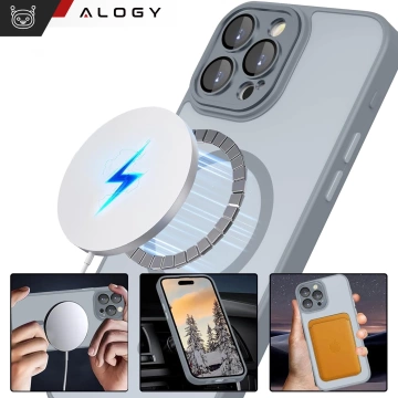 3-in-1-Hybrid-Schutzhüllen-Set mit 2 Displayschutzfolien aus gehärtetem Glas für Apple iPhone 16 Pro Max, MagSafe Hybrid-Schutzhülle mit Linsenschutz, Alogy 3-in-1-Hüllen-Set, Titangrau