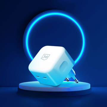 Ładowarka sieciowa uniwersalna kątowa 90° 3mk PD 35W 2x USB-C Type C Hyper Charger biała