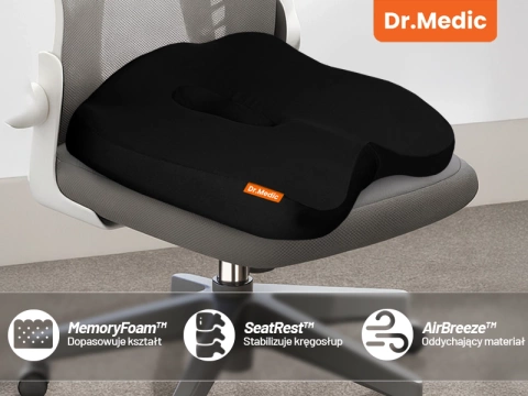  Poduszka do Samochodu na fotel DR.MEDIC SeatRest™ Ergonomiczna poduszka biurowa wsparcie kości ogonowej na krzesło siedzenie do biura auta
