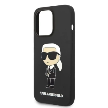Handyschutzhülle Karl Lagerfeld KLHCP14LSNIKBCK für Apple iPhone 14 Pro 6.1" Hardcase schwarz/schwarz Silikon Ikonik