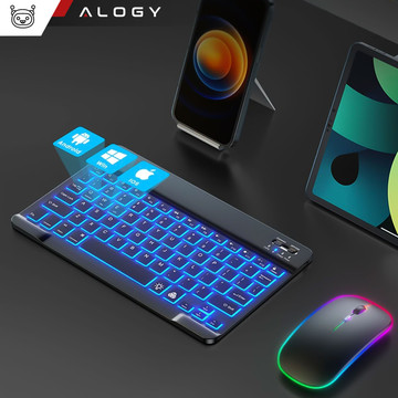 Klawiatura Bezprzewodowa Alogy RGB LED RGB Bluetooth iOS/Android/Windows podświetlana Czarna
