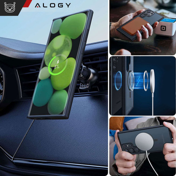 Etui do Samsung Galaxy S24 Ultra obudowa Mag Safe Case pokrowiec plecki na telefon MagMat matowe czarne + Szkło