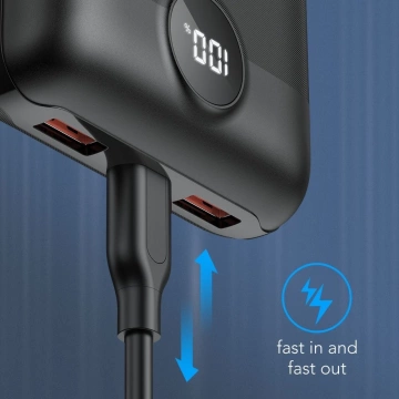 Powerbank Externer Akku (POWER BANK) VEGER S20 - 20.000 mAh LCD Quick Charge PD 22,5 W schwarz (W2053)