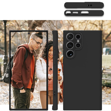 Hülle für Samsung Galaxy S24 Ultra 3mk Matt Case Gehäusedeckel Mattschwarz Rückseite Glas