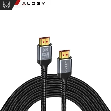 Kabel HDMI 2.1 Alogy 5m 4K 8K PREMIUM MIEDŹ ULTRA High Speed 60Hz 48GBps Czarny
