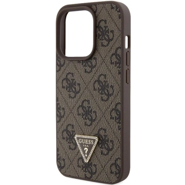 Etui Guess GUHCP15LP4TDPW für iPhone 15 Pro 6,1" braun/braunes Hardcase Leder 4G Triangle Strass