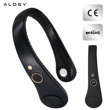 Alogy BreezeNeck™ Nackenventilator Mini-Luftzirkulator mit Display 1500mAh Schwarz