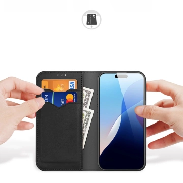 Etui do iPhone 16 Pro Dux Ducis Hivo Skórzane z RFID Czarne