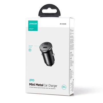 Metalowa ładowarka samochodowa Joyroom JR-CCN06 30 W, 2× USB-C – czarna