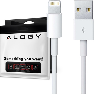 Kabel 2m Alogy Fast Charge USB do Lightning przewód do ładowania iPhone 20W White 