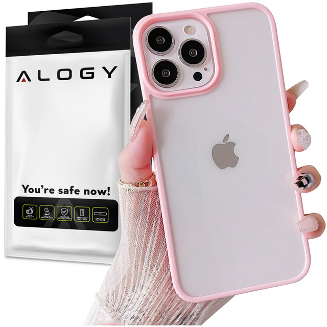 Schutzhülle Alogy Hybrid Candy Case für Apple iPhone 13 Pro rosa-transparentes Glas