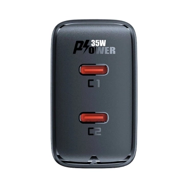 Ładowarka sieciowa czarna GaN 35W PD 2x USB C Acefast A49 - szybka i bezpieczna