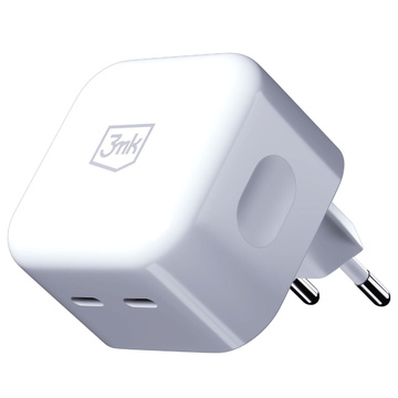 Ładowarka sieciowa uniwersalna kątowa 90° 3mk PD 35W 2x USB-C Type C Hyper Charger biała