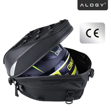 Plecak torba motocyklowa wodoodporna 40L – 5w1 – kufer, podsiodłowa, bagażnikowa, na kask, z pokrowcem, Nylon, torba miejska na motocykl – Alogy RoadMaster™  Czarna