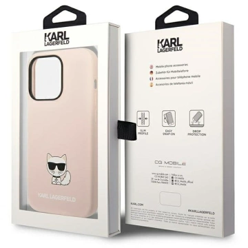 Karl Lagerfeld KLHCP14LSLCTPI Schutzhülle für Apple iPhone 14 Pro 6.1" Hardcase Hellrosa/Hellrosa Choupette Body aus Silikon