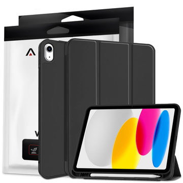 Etui ochronne Alogy Book Cover Pencil Case obudowa z miejscem na rysik do Apple iPad Air 4 2020 / Air 5 2022 10.9" Czarne + Szkło