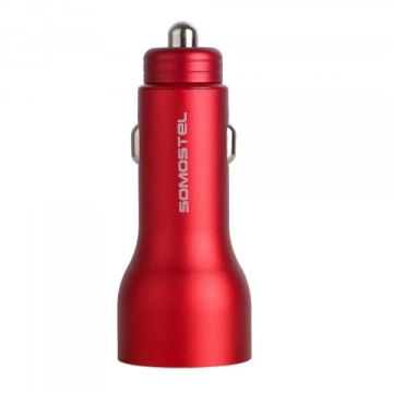 Ładowarka samochodowa Somostel SMS-A89 Quick Charge QC 3.0 30W Aluminium 2X USB Czerwony