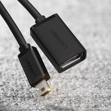 Ugreen US249 Mini-USB-B-auf-USB-A-OTG-Adapter, 10 cm, 480 Mbit/s, Schwarz