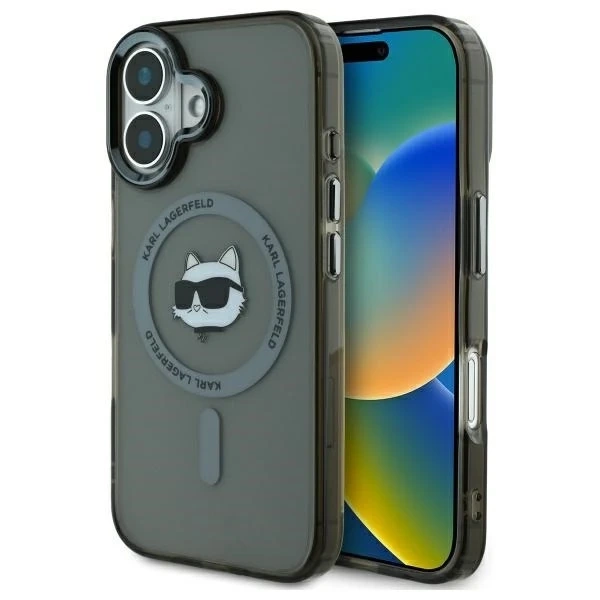 Etui Karl Lagerfeld do iPhone 16 Plus 6.7" Czarny MagSafe Hardcase IML Metal Choupette Head 