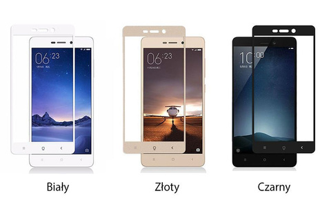 Szkło hartowane na cały ekran Xiaomi Redmi 3S/ 3 Pro złote