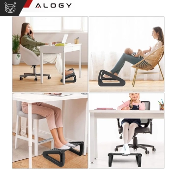 Büro-Fußstütze, Fußstütze, Beine für Arbeit, Büro, Fußmassage, verstellbare Höhenverstellung, Alogy, Schwarz