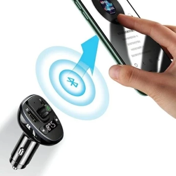  Zestaw głośnomówiący do auta USAMS C21 z transmiterem FM, Bluetooth 5.0, MP3, 2xUSB 3,4A CC115GC01 (US-CC115) czarny/black