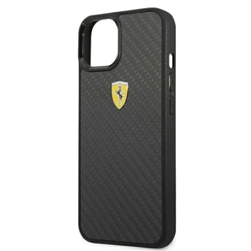 Etui na telefon Ferrari iPhone 13 mini 5,4" czarny/black hardcase On Track Real Carbon  