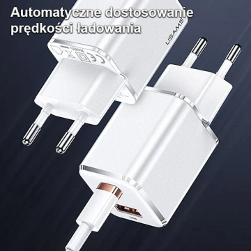 USAMS Ładowarka sieciowa 1xUSB-C+1xUSB T43 33W PD3.0 +QC3.0  + kabel U63 USB-C na lightning czarny/black USKTZ01
