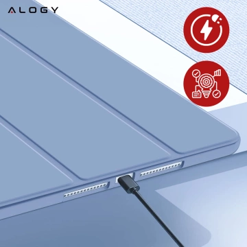 Etui do Apple iPad 10.2 9 gen 8/7 2021/2020/2019 Smart Pencil Case Alogy TPU obudowa na tablet Niebieskie + Szkło