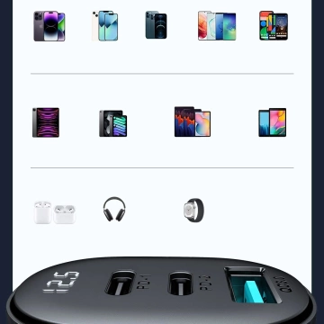 Ładowarka samochodowa Joyroom JR-CCD04 30 W 2× USB-C & USB-A z wyświetlaczem – czarna