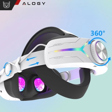 Regulowany wymienny pasek opaska Alogy Akumulator 12000 mAh do Meta Quest 3 Elite Color RGB