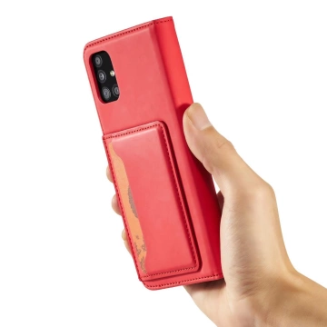 Magnet Card Case etui do Xiaomi Redmi Note 11 pokrowiec portfel na karty kartę podstawka czerwony