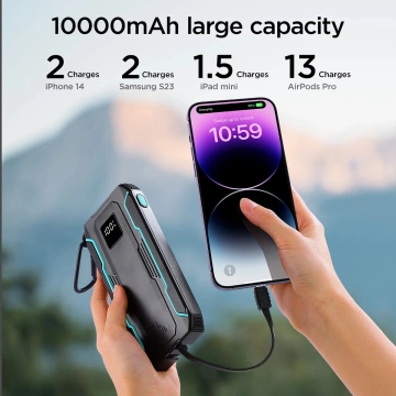 Powerbank Joyroom 10000mAh 22.5W z kablami USB-C i Lightning czarny