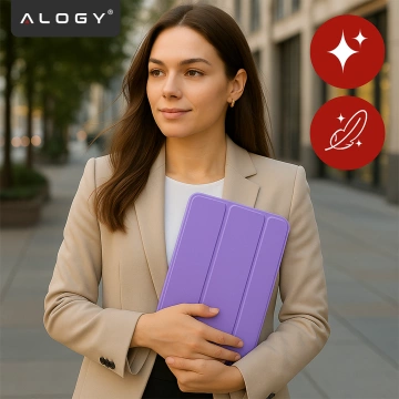 Etui do Apple iPad 11gen. 11" 2025 / 10gen. 10.9" 2022 Ochronne Hybrydowe z Miejscem na Rysik, Składana Okładka, Funkcja Podstawki, Alogy HybridBook™ Case  – Fioletowe