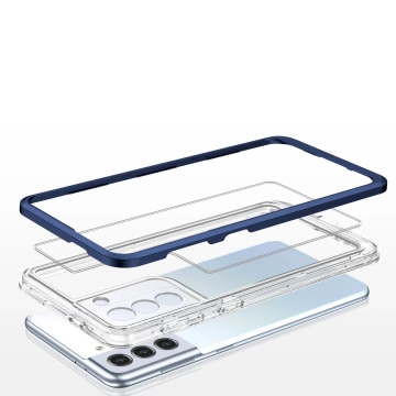 Clear 3in1 etui do Samsung Galaxy S22+ (S22 Plus) żelowy pokrowiec z ramką niebieski