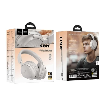 Hoco W53 Plus Bluetooth 5.4 – czarne słuchawki nauszne ANC, 90 h odtwarzania