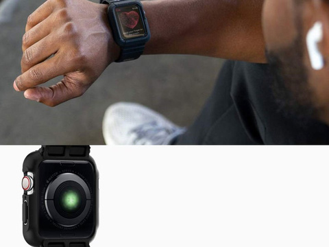 Etui Spigen Rugged Armor Pro für Apple Watch Series 4/5/6/SE 44 mm / Watch 7 45 mm Schwarz