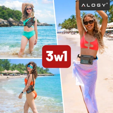 Wasserdichte Tasche Hüfttasche für Telefon Wasserdichte Hülle 21,5 x 23,5 cm Alogy Waterproof Schwarz