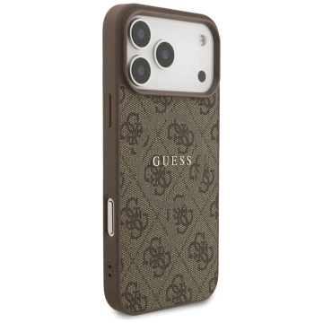 Etui Guess Hardcase 4G Ring Classic Logo MagSafe do iPhone 17 Pro Max brązowe