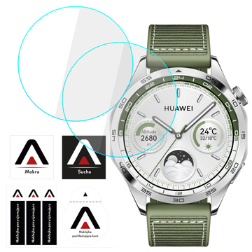 2x gehärtetes Glas für Huawei Watch GT4 GT 4 46 mm Schutz für Smartwatch Alogy Displayschutzfolie Uhr