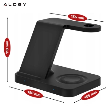 Ładowarka indukcyjna Qi 15W do iPhone Apple AirPods  bezprzewodowa 2w1 Stacja dokująca Czarna